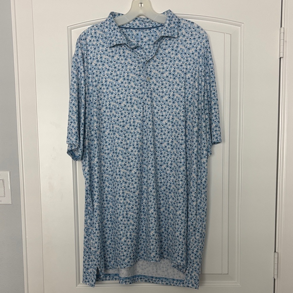 johnnie-O Blue Micro Floral Polo
